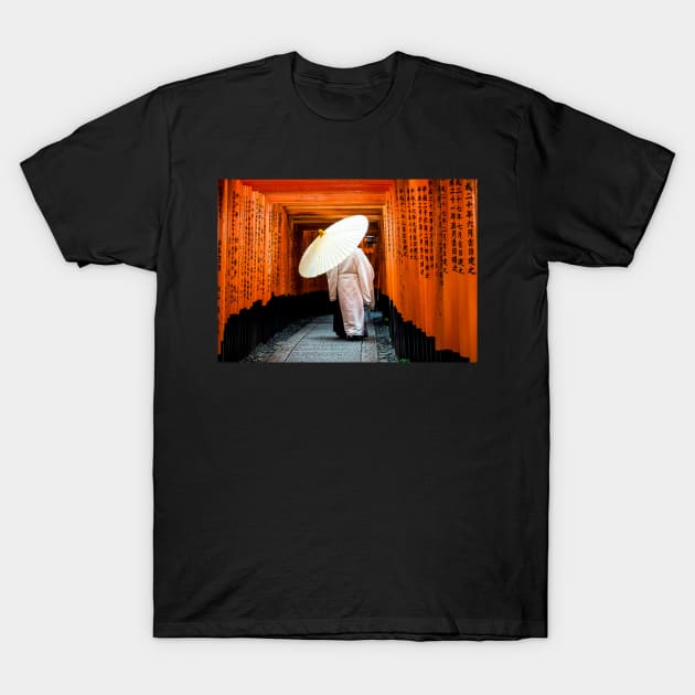 Shinto Priest at Fushimi Inari Taisha T-Shirt by LukeDavidPhoto